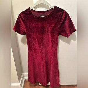 Reformation Velvet Short Sleeve Mini Dress - Burgundy, size XS